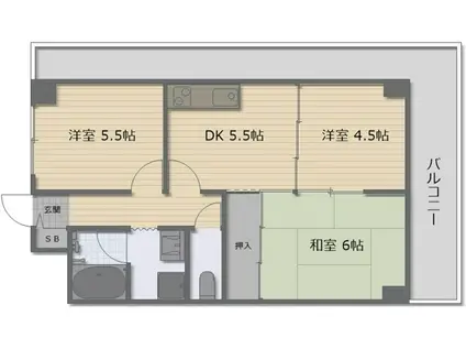 ロイヤルハイツ南栄(3DK/4階)の間取り写真