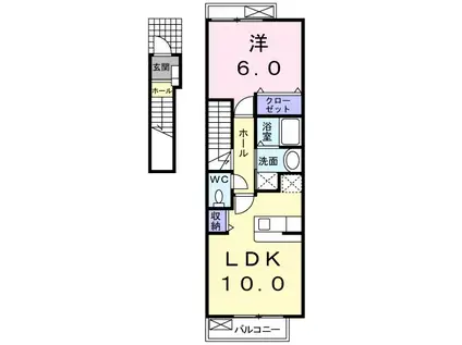 リバーサイド久山 B(1LDK/2階)の間取り写真