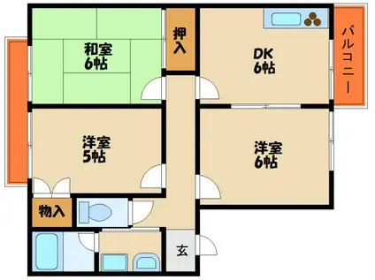 コート・ダジュール(3DK/1階)の間取り写真