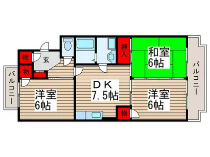 オレゴンハイツ(3DK/1階)の間取り写真
