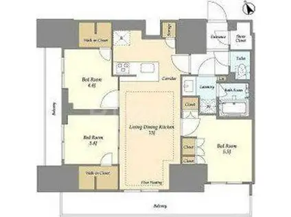 オアーゼ日暮里レジデンス(3LDK/13階)の間取り写真