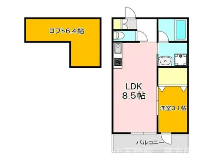 LINDY TONNO(1LDK/2階)の間取り写真