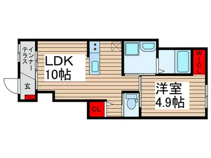 シェヌ クロワール(1LDK/1階)の間取り写真
