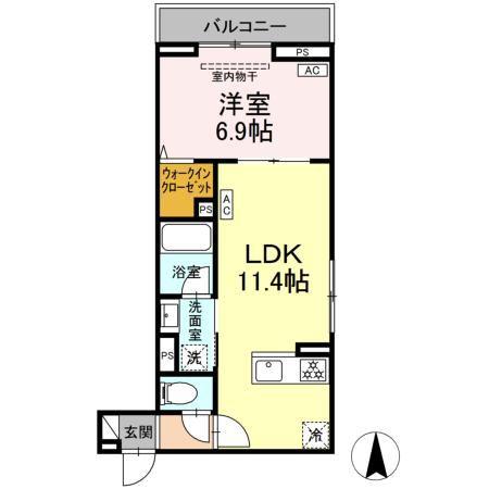 セレスティア大谷田III(1LDK/3階)の間取り写真