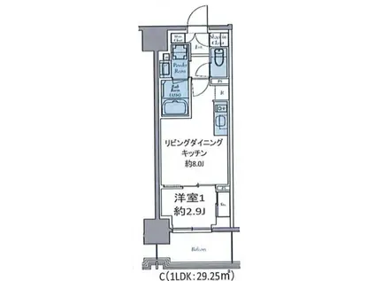 クレストコート東中野(1LDK/11階)の間取り写真