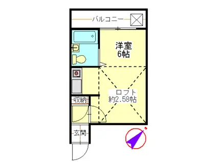 ピッコロANO1(ワンルーム/2階)の間取り写真