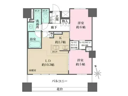 ザ・パークハウス上野(2LDK/14階)の間取り写真