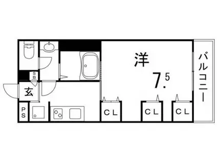 リブリ・スカイブルー サン(1K/2階)の間取り写真