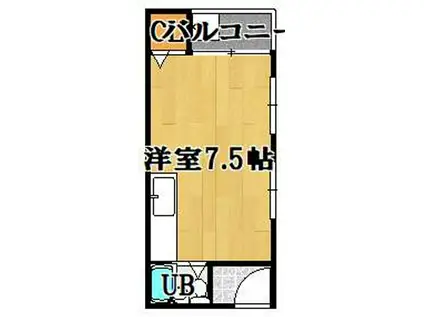 ブルーランス(ワンルーム/2階)の間取り写真