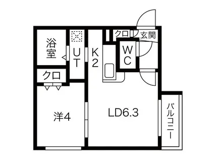 ブルードネージュ(1LDK/3階)の間取り写真