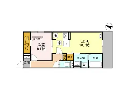 NOBLE TERRACE中山手(1LDK/1階)の間取り写真