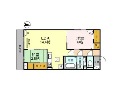 CLASHIST中宮サウス(2LDK/1階)の間取り写真