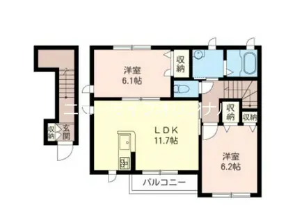 カサ・デ・エスペランサ(2LDK/2階)の間取り写真