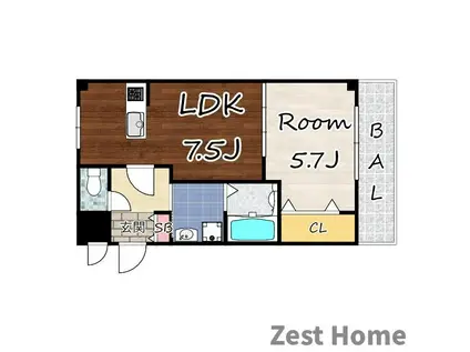 シロハイヌ西難波(1LDK/4階)の間取り写真