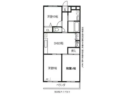 クレール給田(3DK/1階)の間取り写真