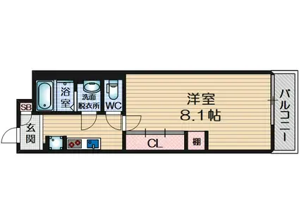 リブリ・岸部OSAKA(1K/2階)の間取り写真