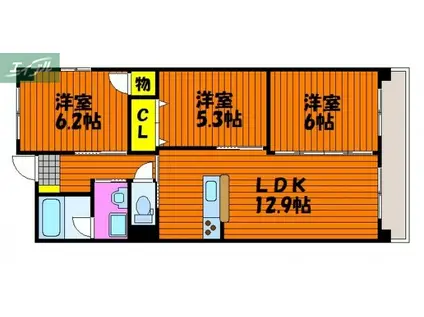 蔵用ハイツ(3LDK/2階)の間取り写真