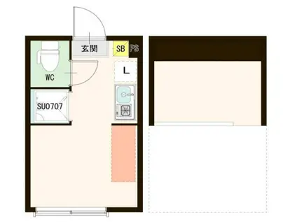 プランドール志茂(ワンルーム/1階)の間取り写真