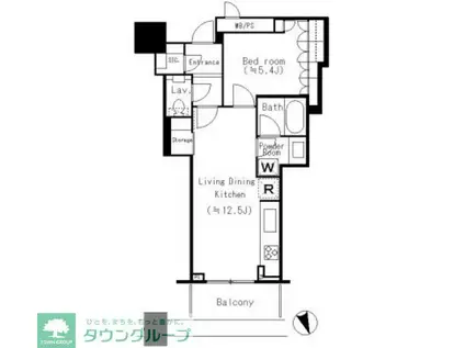 パークタワー新川崎(1LDK/25階)の間取り写真
