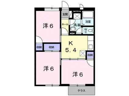 POP TOWNII(3K/1階)の間取り写真