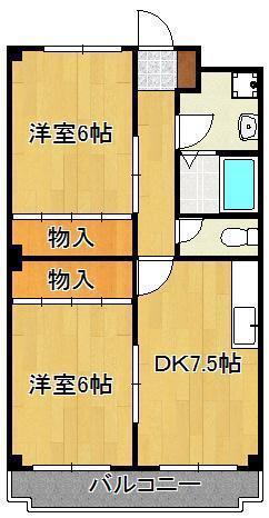 エルカーサ引野(2DK/3階)の間取り写真