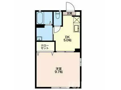 パストラル新光町II(1DK/2階)の間取り写真