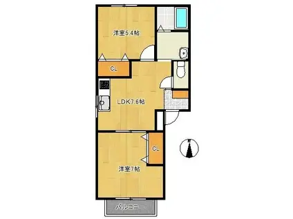 パークサイド神園(2DK/4階)の間取り写真