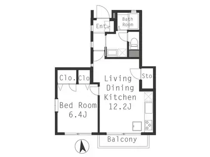 マーハイム(1LDK/1階)の間取り写真