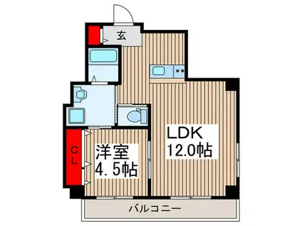第五藤島マンション(1LDK/3階)の間取り写真