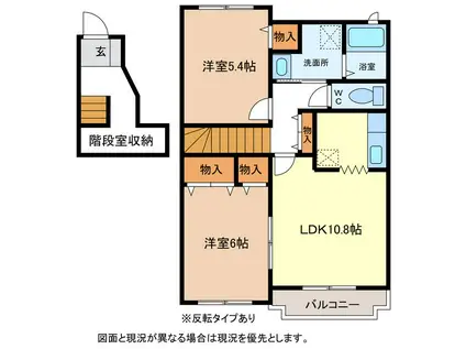 アップルD(2LDK/2階)の間取り写真