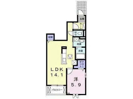 エピナールIV(1LDK/1階)の間取り写真