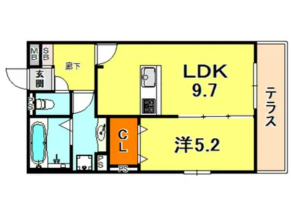 グレイスコート神戸永手町(1LDK/3階)の間取り写真