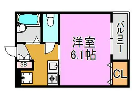 ポプルスONE(1K/1階)の間取り写真