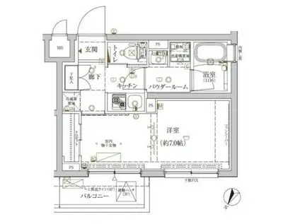 クレイシア新宿ノース(1K/2階)の間取り写真