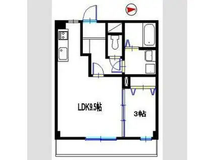 ローレルコート宮西(1LDK/3階)の間取り写真