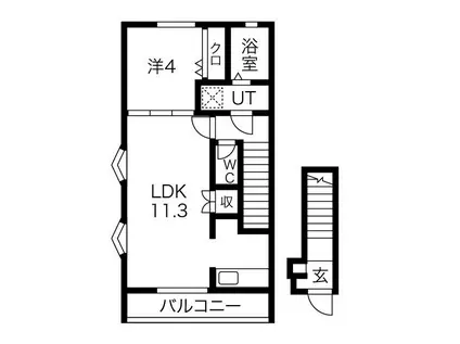 カプラン飾磨II(1LDK/2階)の間取り写真