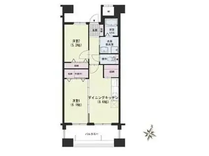 クラシオン草香江1棟(2LDK/7階)の間取り写真