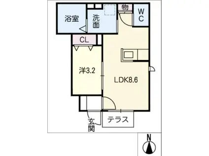 カーサ・エテルノ・YS(1LDK/1階)の間取り写真