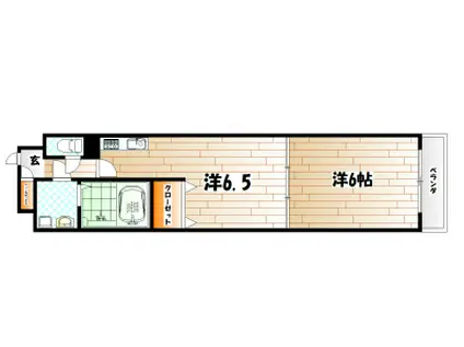 コスモス大里(1DK/6階)の間取り写真