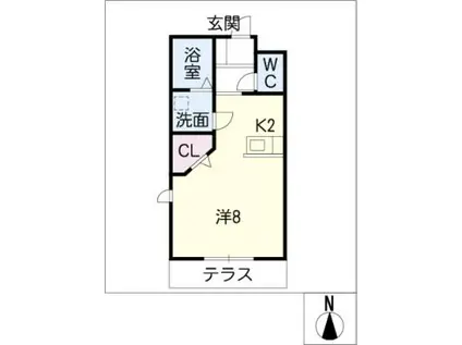 愛知環状鉄道 末野原駅 徒歩15分 2階建 築12年(1K/1階)の間取り写真