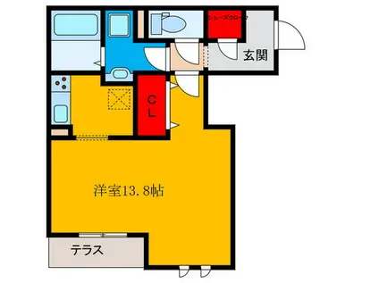 ウィステリア岡山手(ワンルーム/1階)の間取り写真