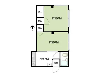 コーポ杉本(2DK/2階)の間取り写真