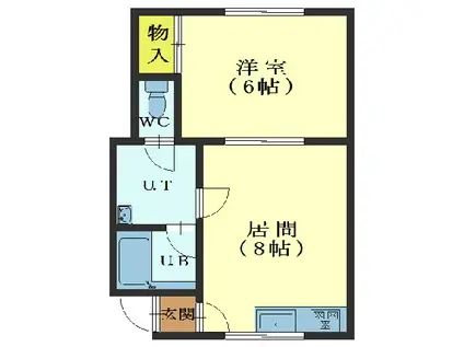 LE CHAT TABBY VIルシャタヴィVI(1DK/1階)の間取り写真