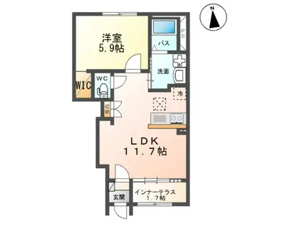 エバーガーデン(1LDK/1階)の間取り写真