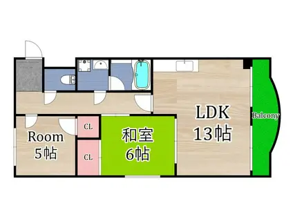 グレイスガーデン新森I号館(2LDK/5階)の間取り写真