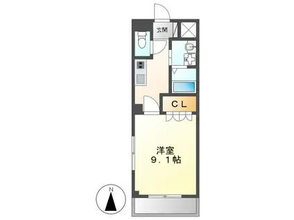 ルーエンハイム切戸(1K/2階)の間取り写真