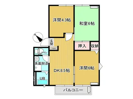 フレグランス中浜C(3DK/1階)の間取り写真