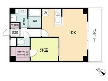 KDXレジデンス天神東II(1LDK/6階)の間取り写真