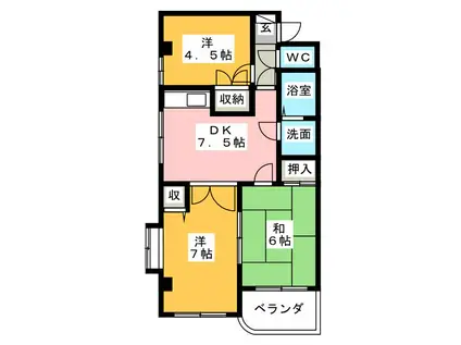 サウスリバー(3DK/2階)の間取り写真