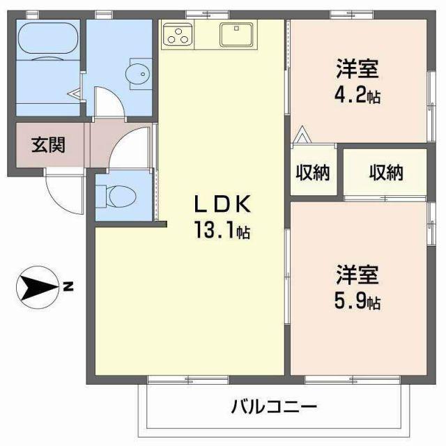 ハイツK2(2LDK/2階)の間取り写真